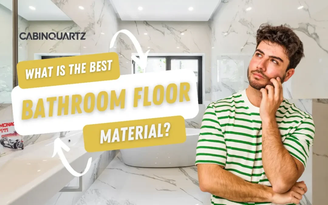 Modern luxury bathroom showcasing ideas for the best bathroom floor material by Cabinquartz Oakville with marble-look flooring and elegant design.